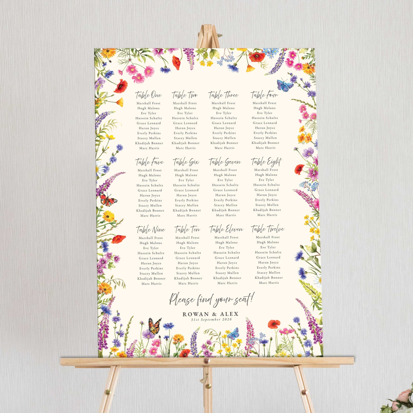 Wildflower Table Plan Digital File