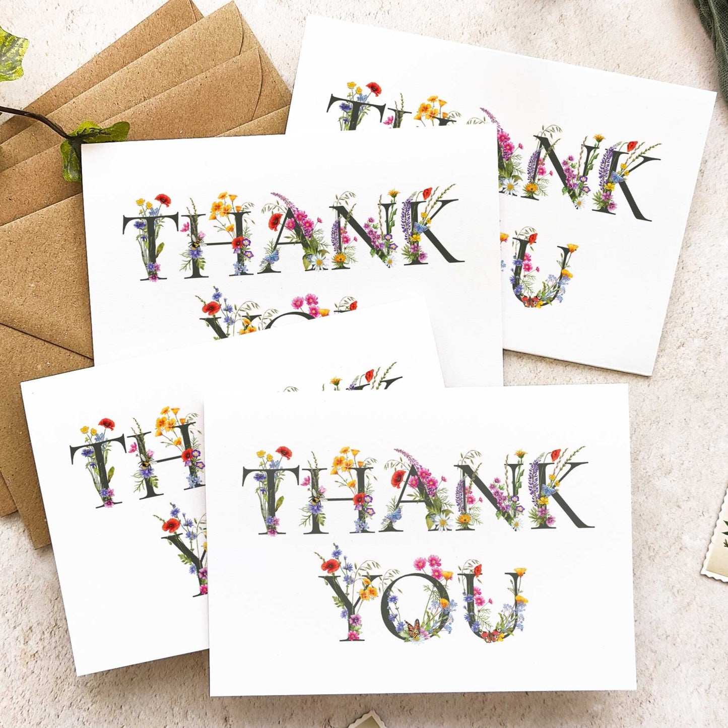 Wildflower Letters Thank You Cards