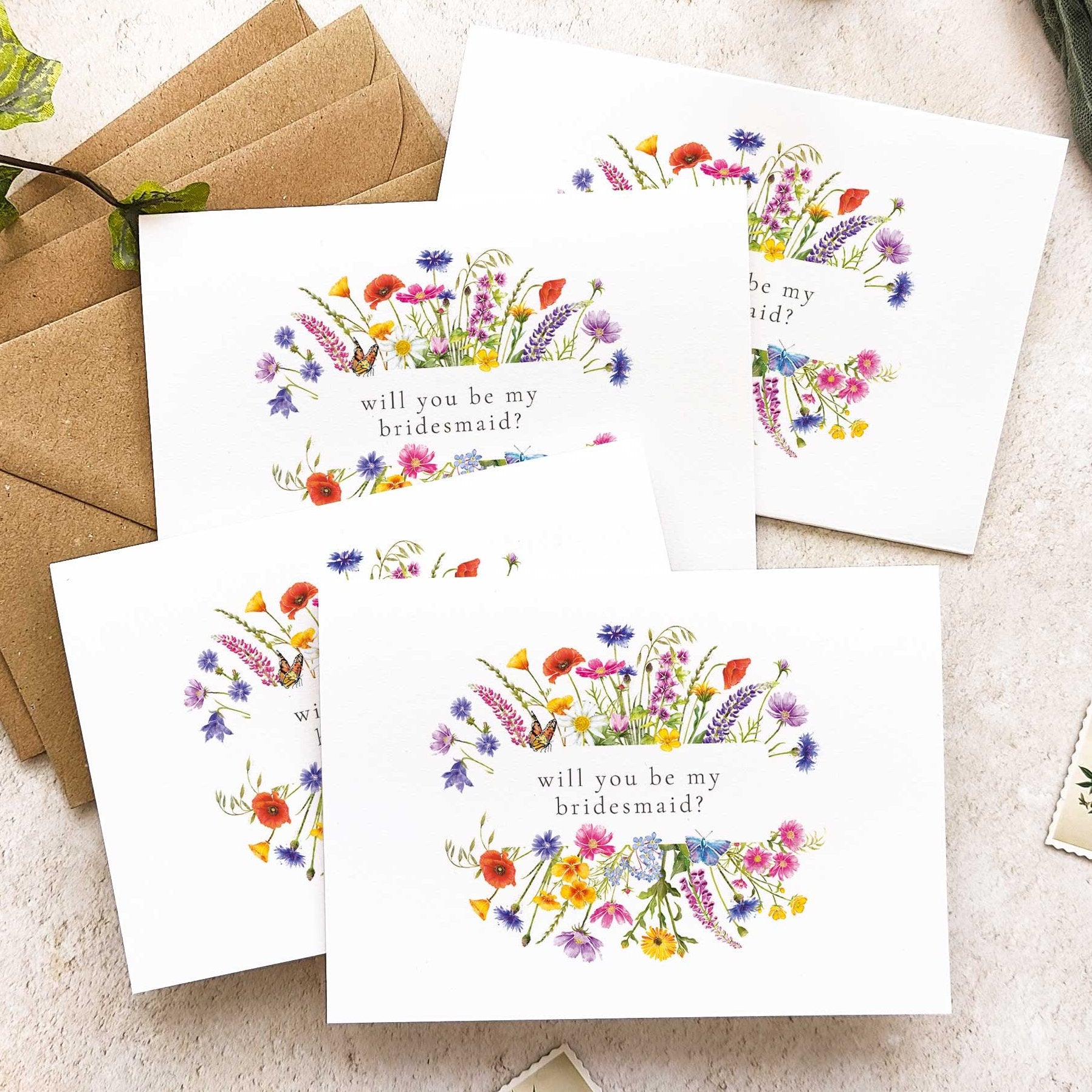 Wildflower wedding bridesmaid card