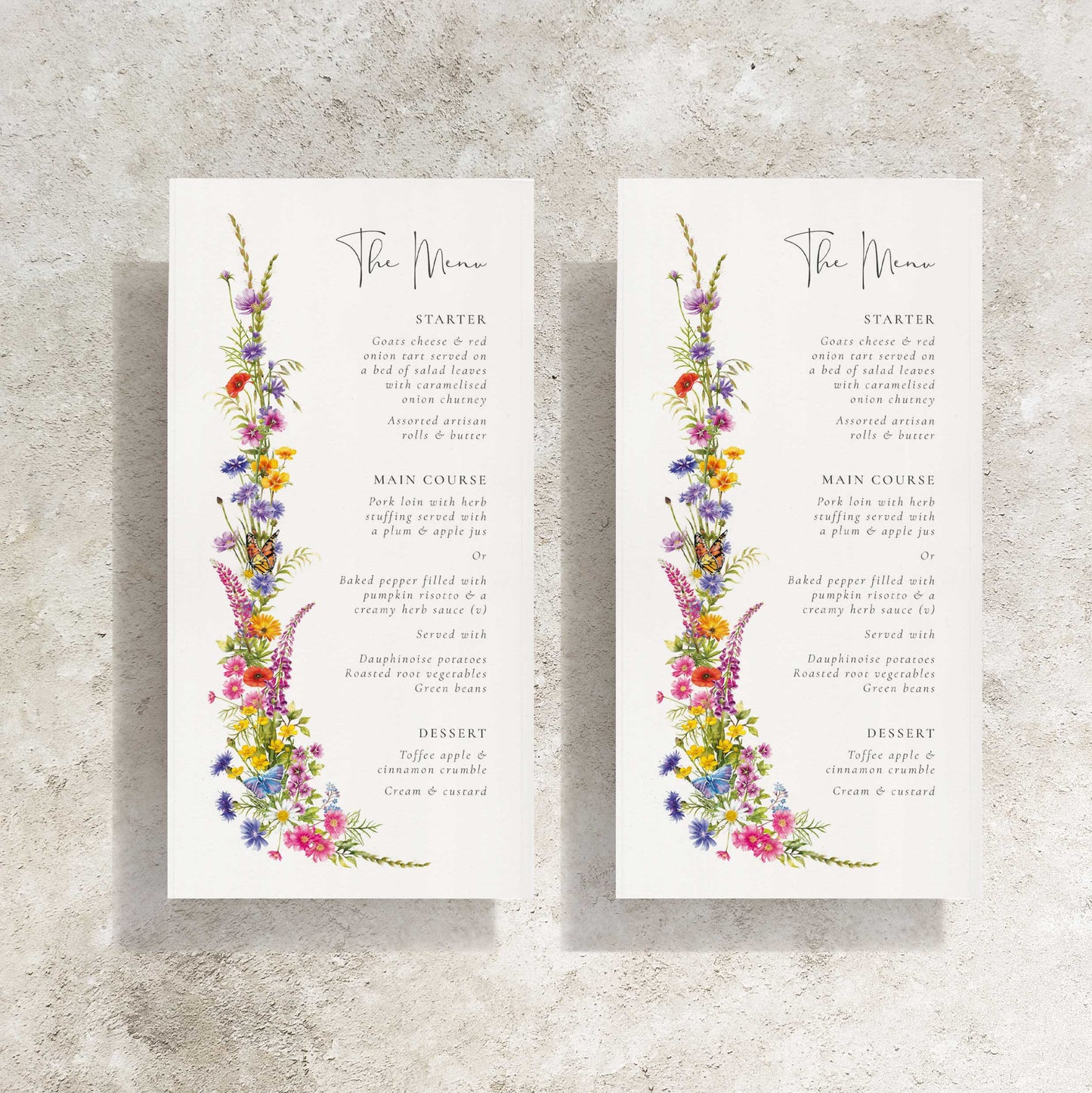 Wildflower Menu Cards