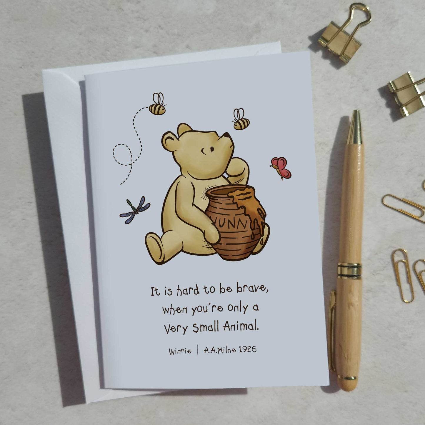 Winnie Set of 6 Different Folded Note Cards