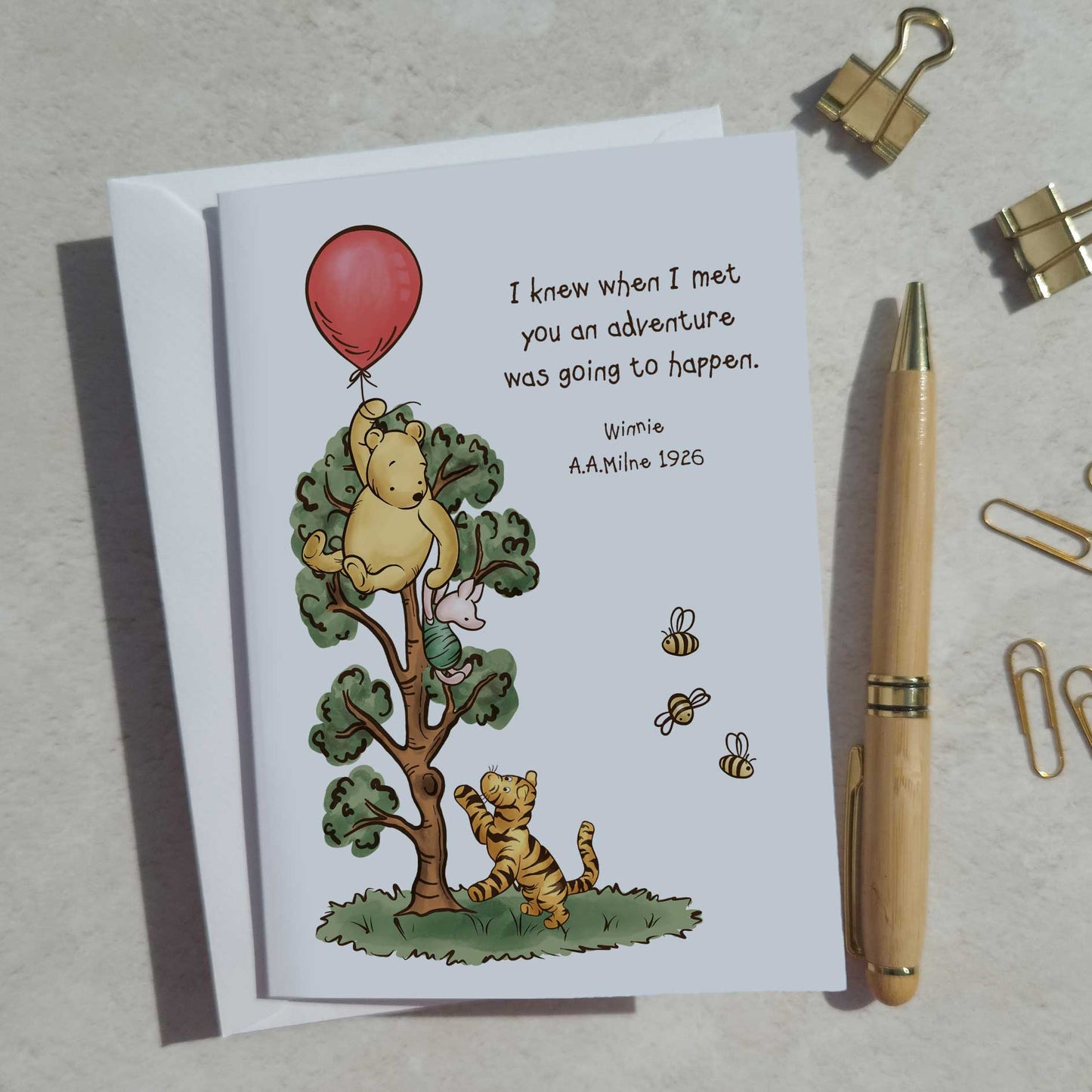 Winnie Set of 6 Different Folded Note Cards