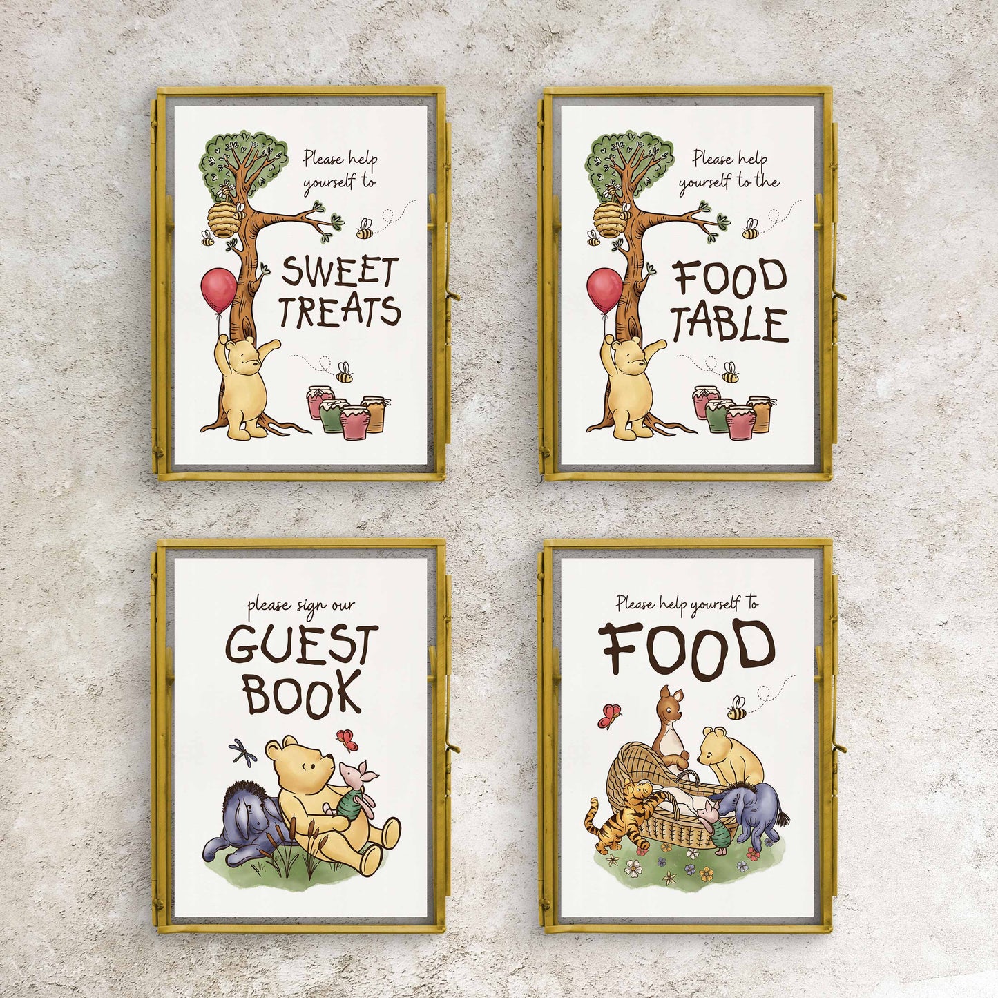 Winnie Scenes Party Signs