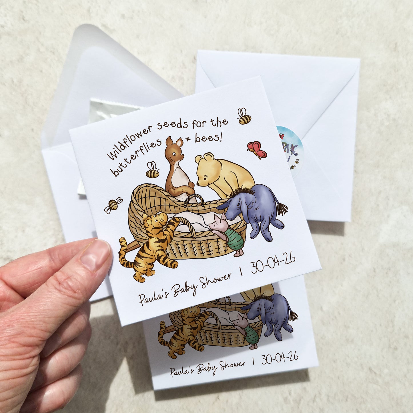10 x Winnie Baby Shower Wildflower Seed Packet Party Favours