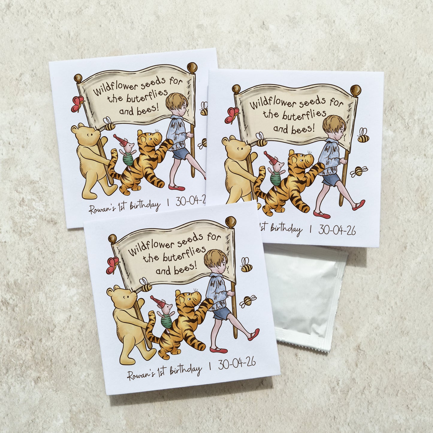 10 x Winnie and Friends Wildflower Seed Packet Party Favours
