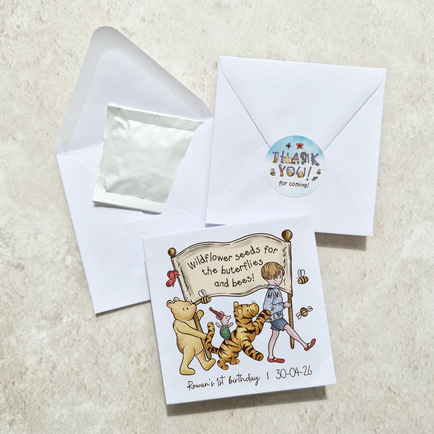 10 x Winnie and Friends Wildflower Seed Packet Party Favours