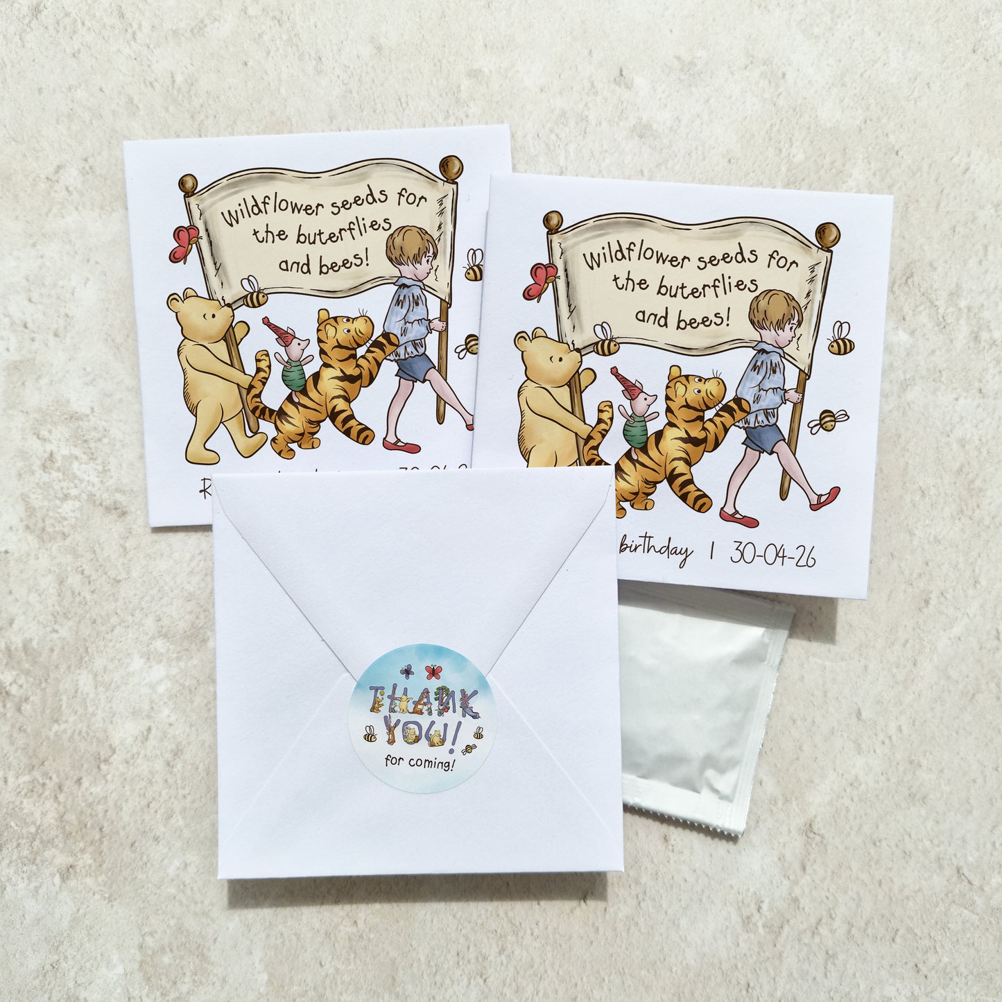 10 x Winnie and Friends Wildflower Seed Packet Party Favours