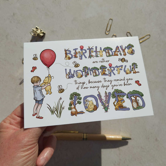 Winnie Birthday Letters Card