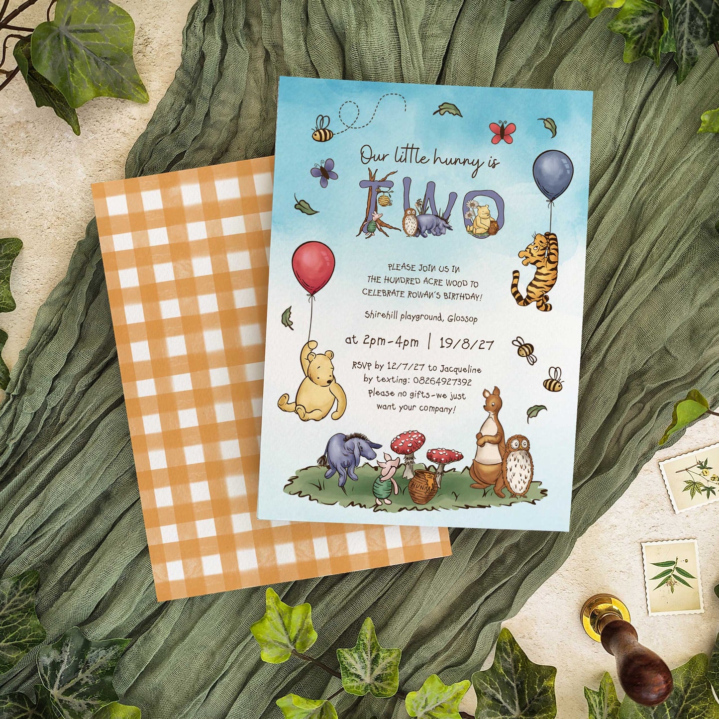 Winnie the Pooh Balloon Party Invitation Digital File