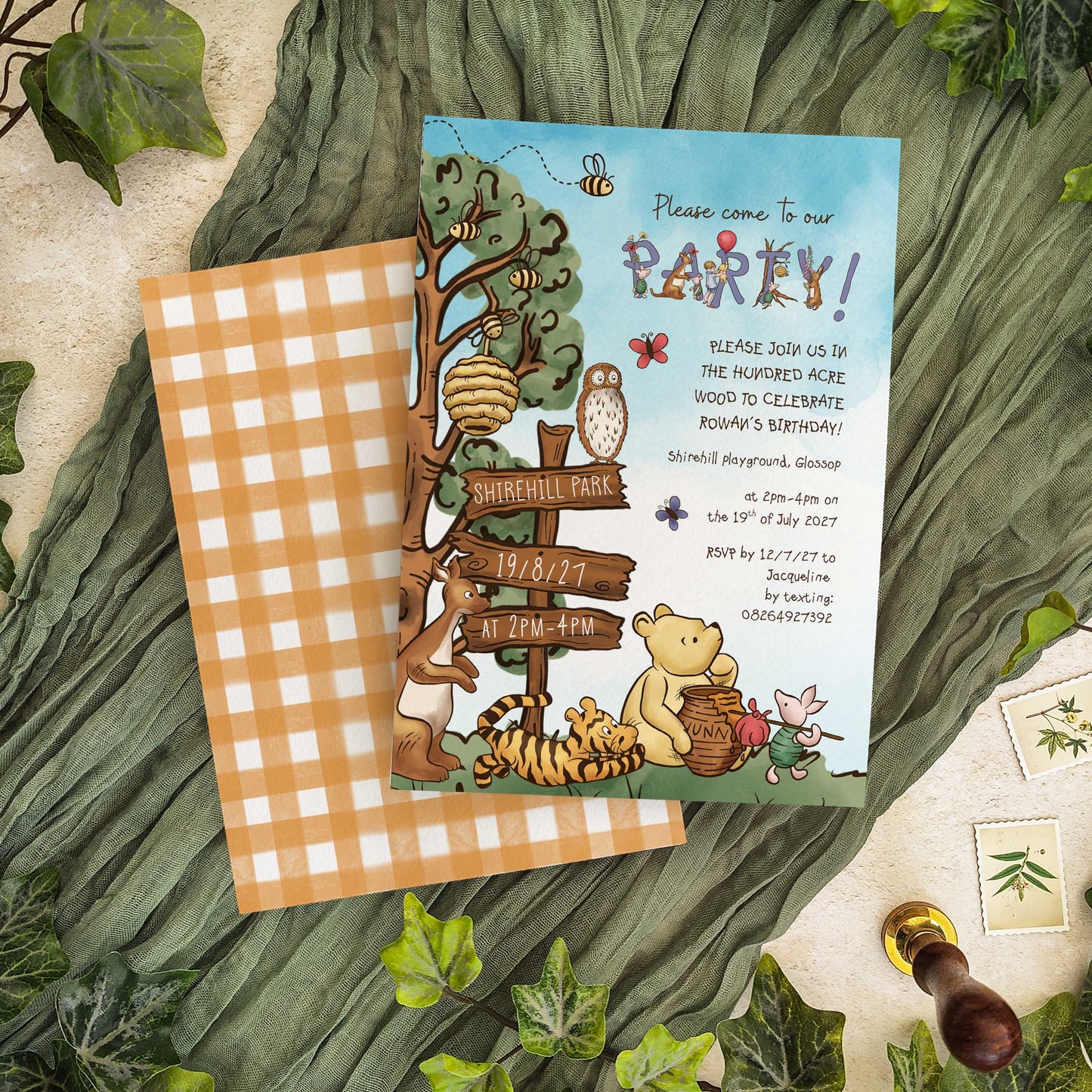 Winnie the Pooh Tree Party Invitation Digital File