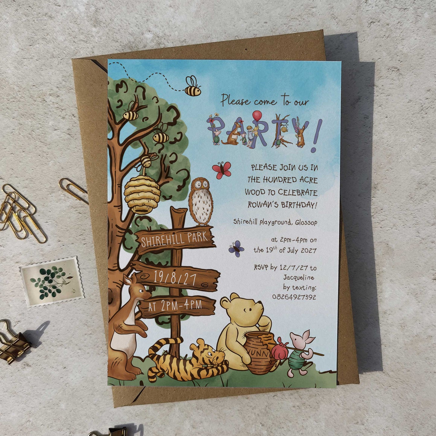 Winnie the Pooh Tree Party Invitation Digital File