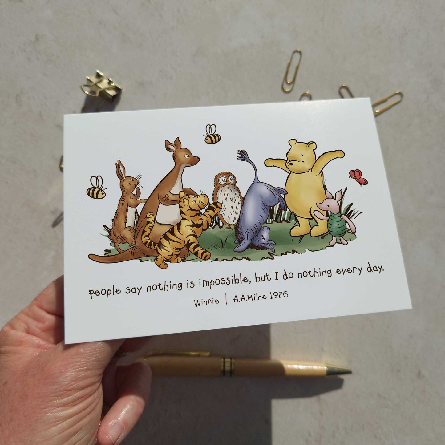 Winnie Set of 6 Different Folded Note Cards
