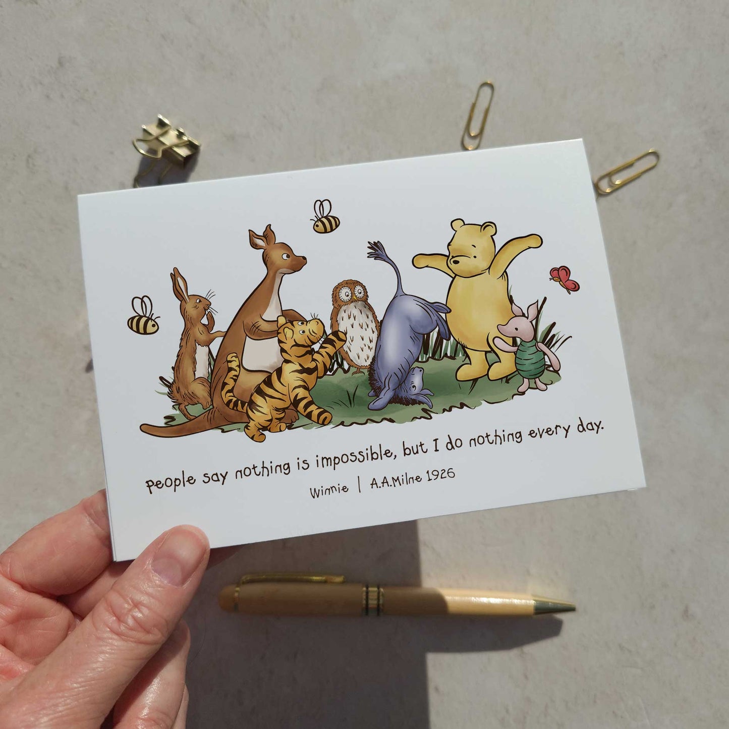 Winnie Set of 6 Different Folded Note Cards