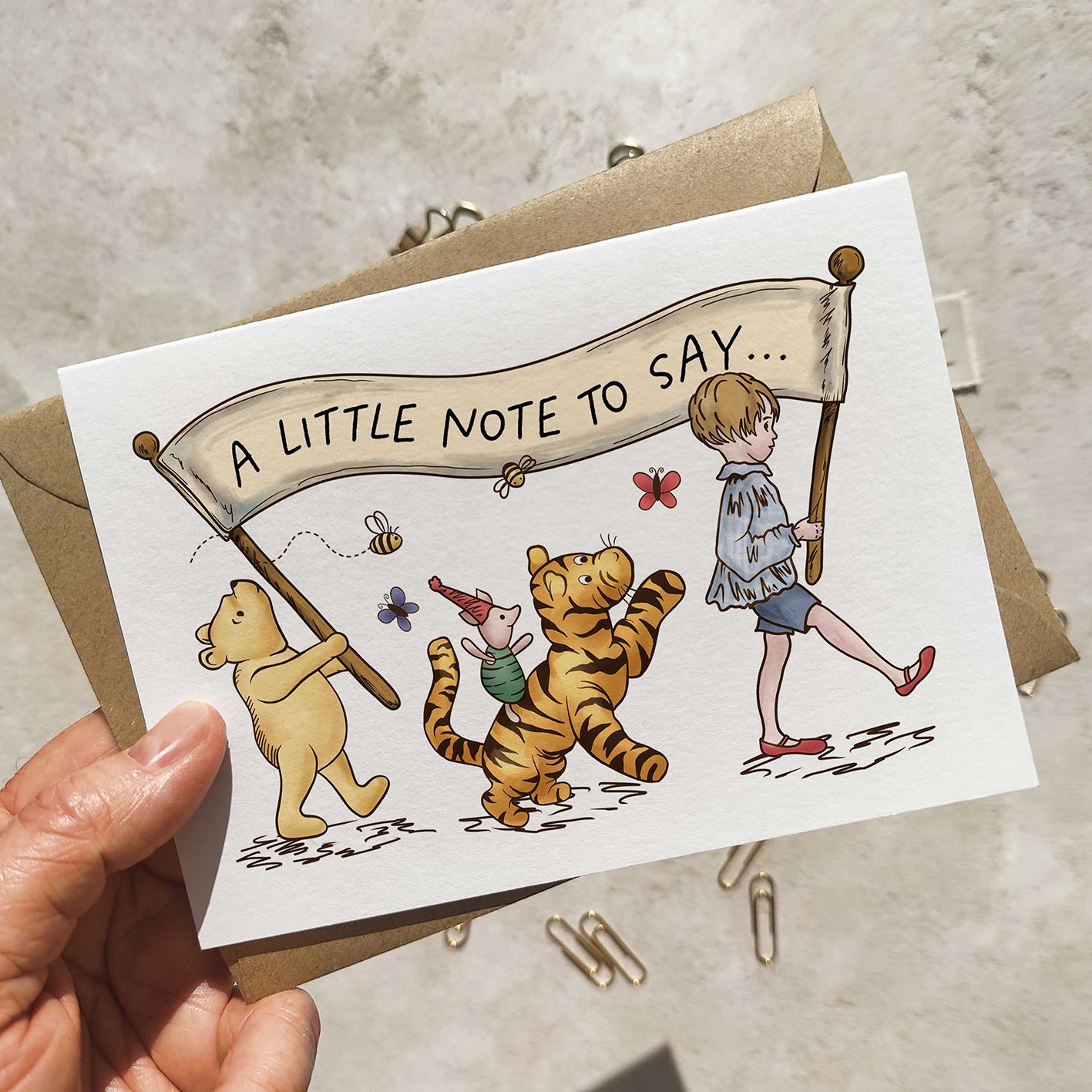 Winnie the Pooh Banner Note Cards