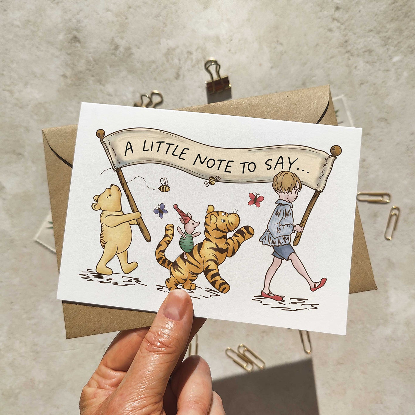 Winnie the Pooh Banner Note Cards