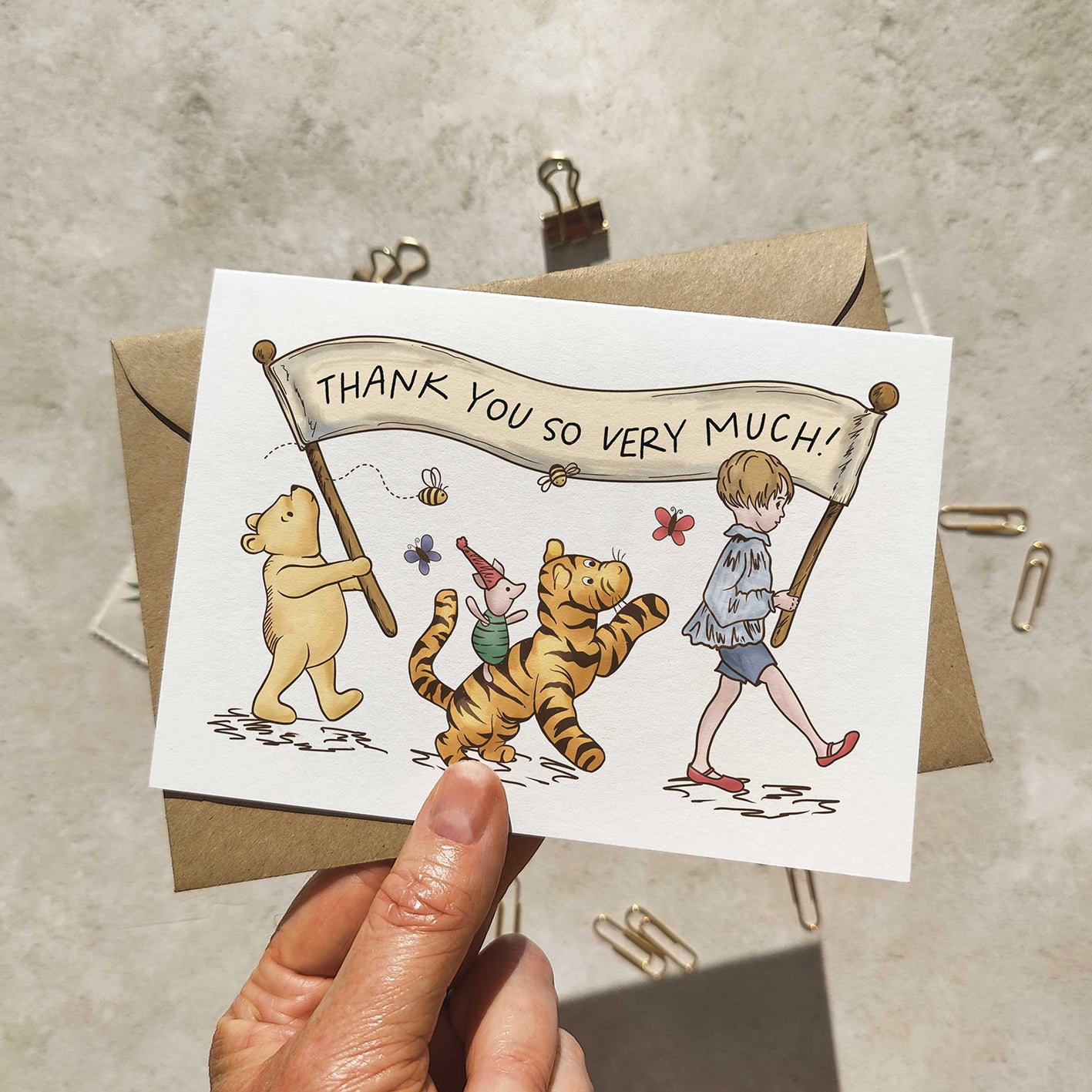 Winnie the Pooh Banner Thank You Cards