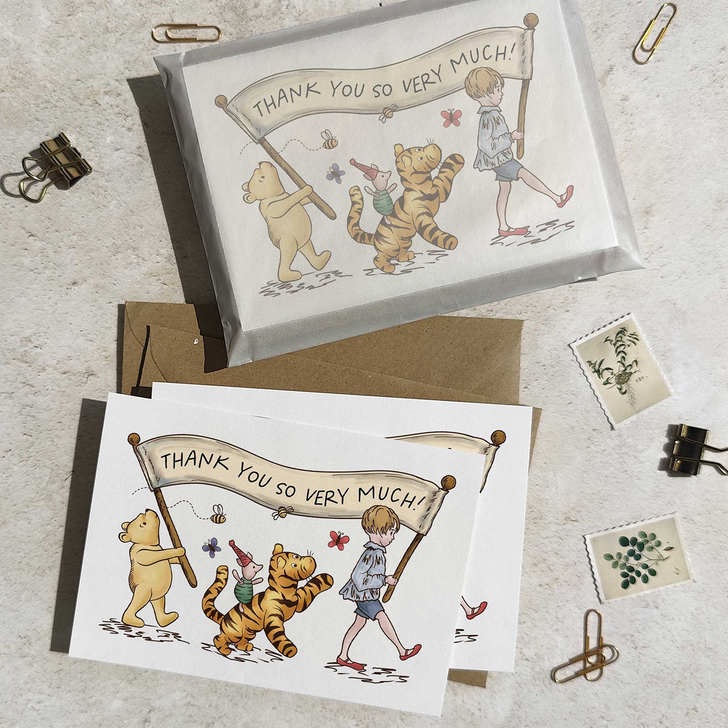 Winnie the Pooh Banner Thank You Cards