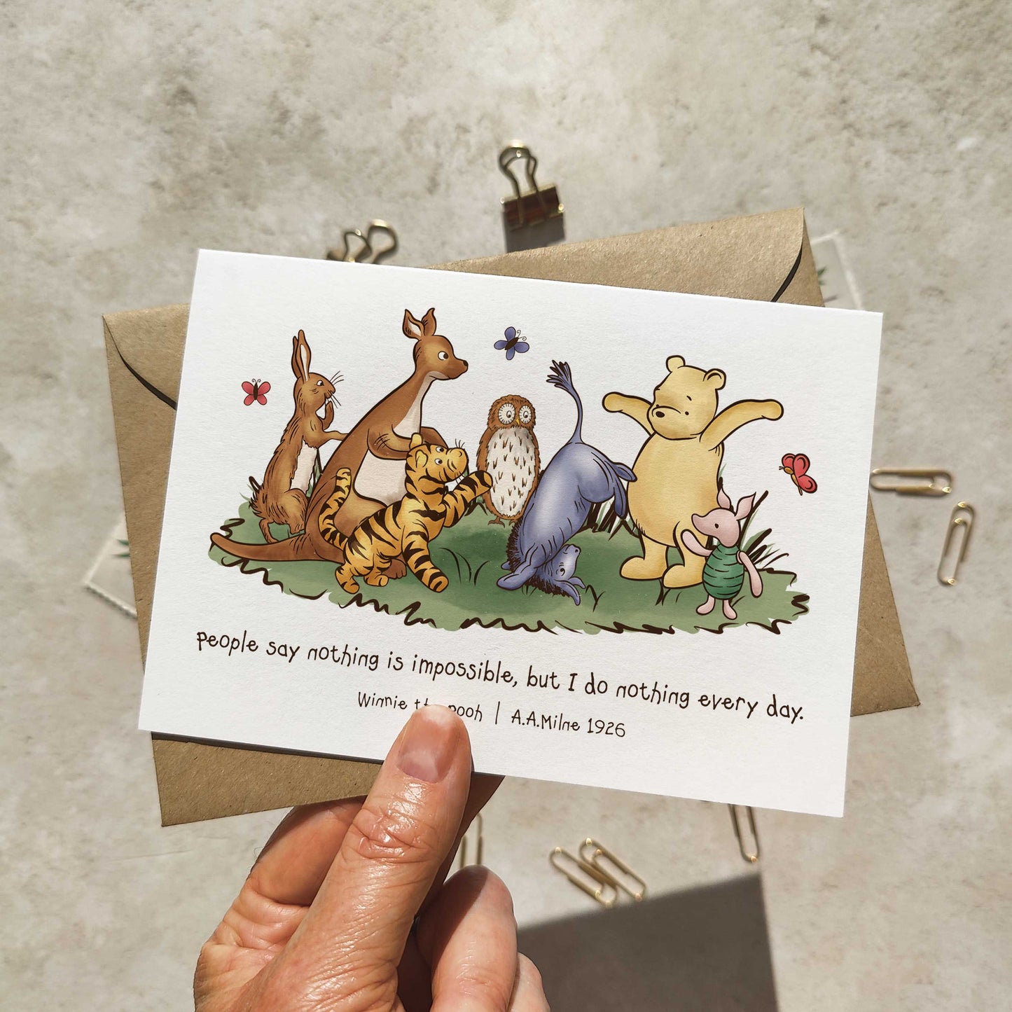 Winnie the Pooh Set of 6 Different Folded Note Cards