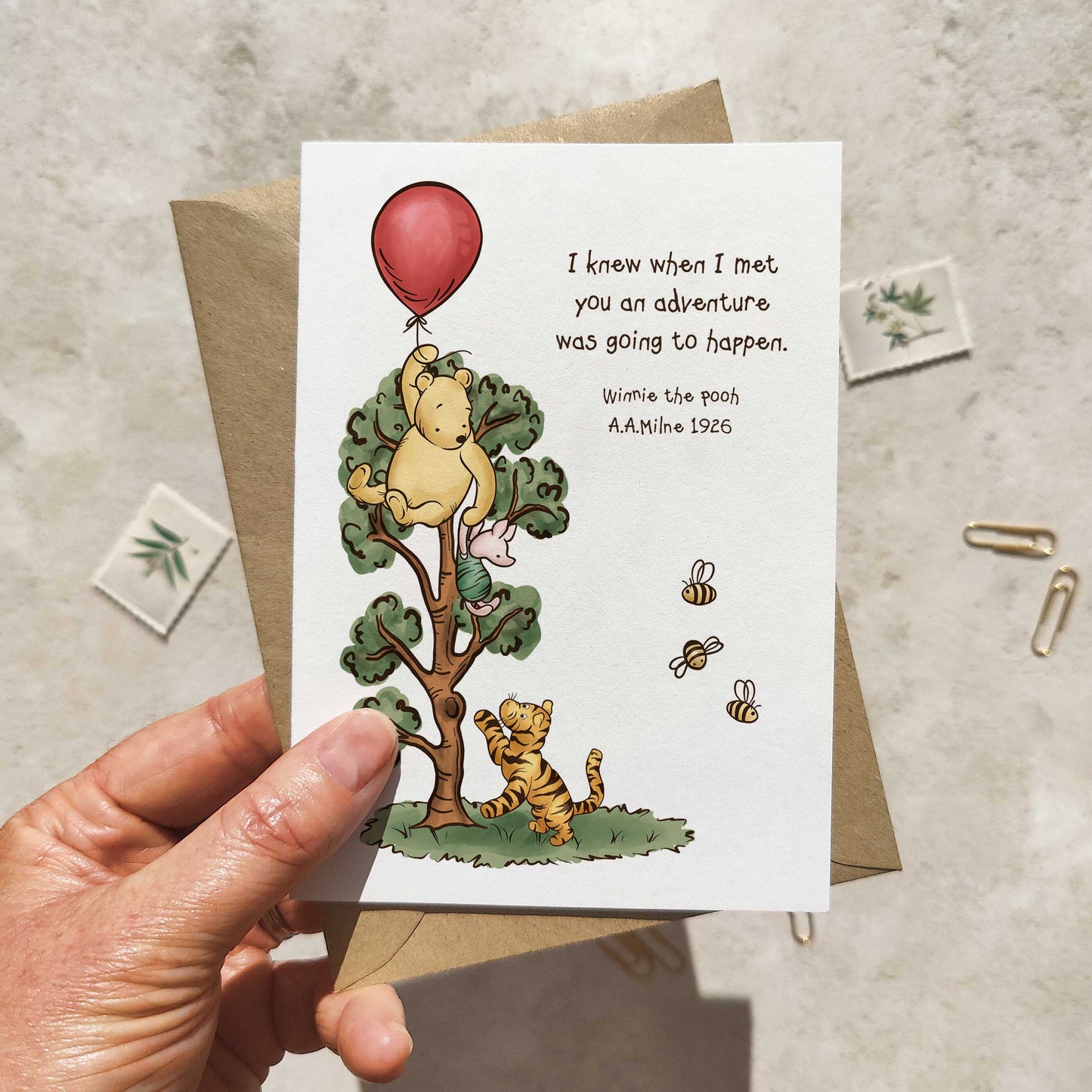 Winnie the Pooh Set of 6 Different Folded Note Cards