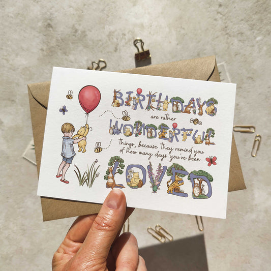 Winnie Birthday Letters Card