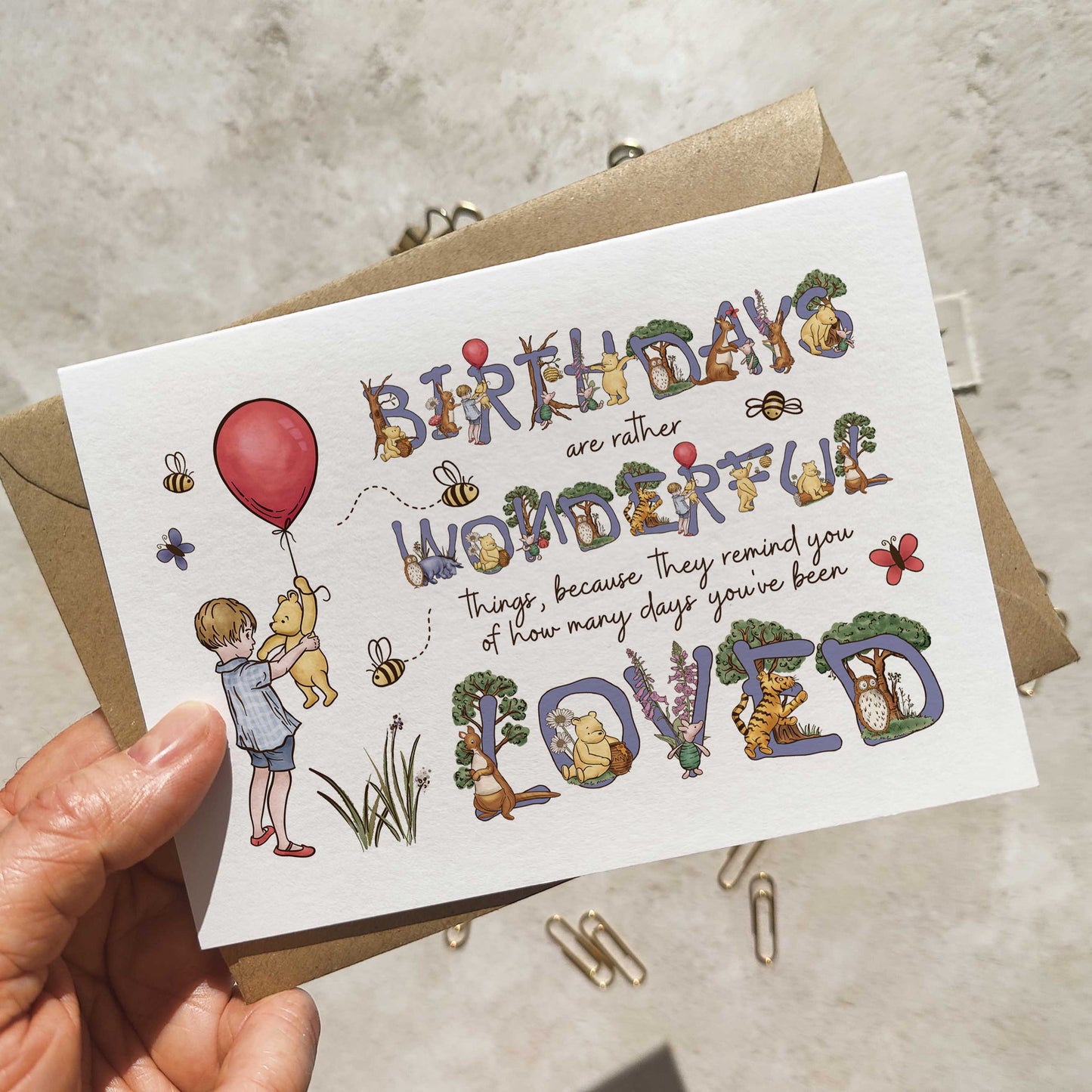 Winnie Birthday Letters Card