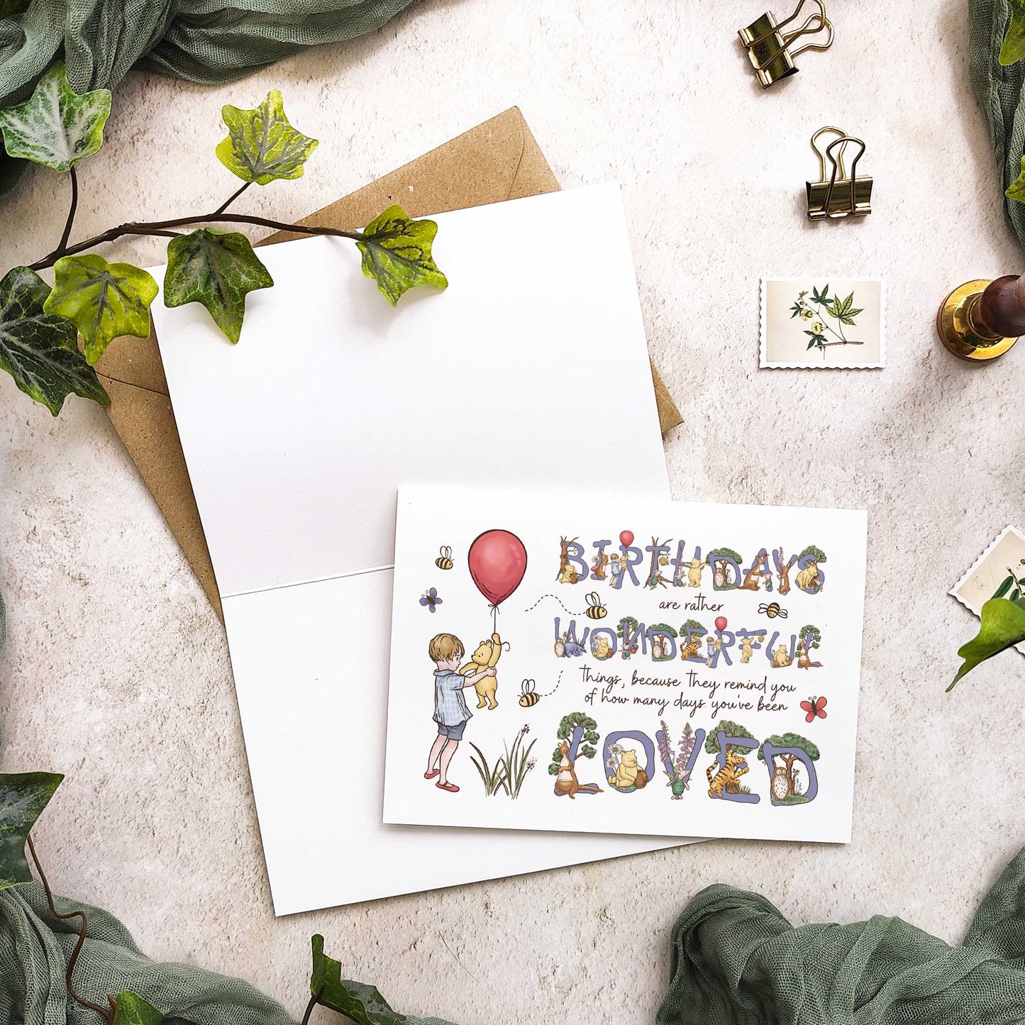 Winnie Birthday Letters Card