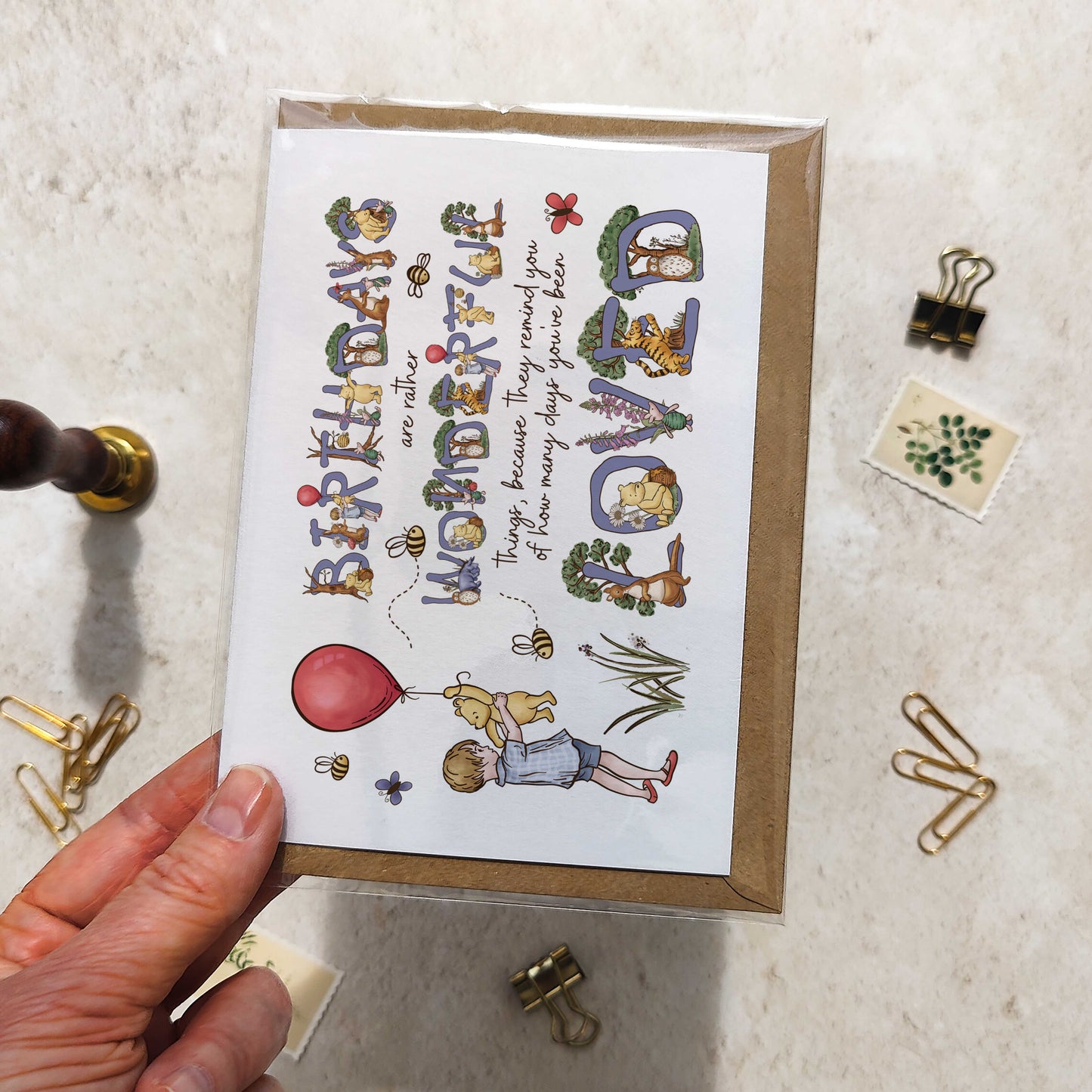 Winnie Birthday Letters Card