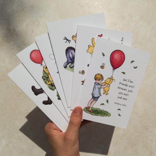 Winnie Set of 6 Different Folded Note Cards