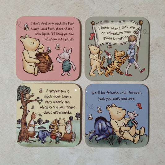 4x Winnie Coaster Set | A.A. Milne Quote | Gloss MDF Drinks Mats