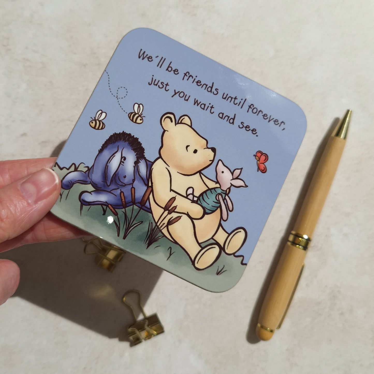 4x Winnie Coaster Set | A.A. Milne Quote | Gloss MDF Drinks Mats