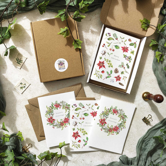 Botanical Watercolours Christmas Cards & Envelopes