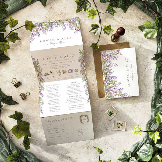 Regency Wisteria Concertina Invitation