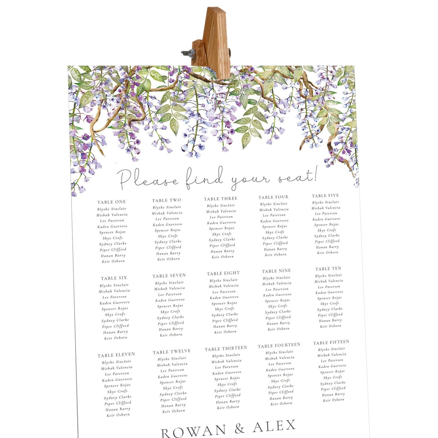 Regency Wisteria Table Plan Board