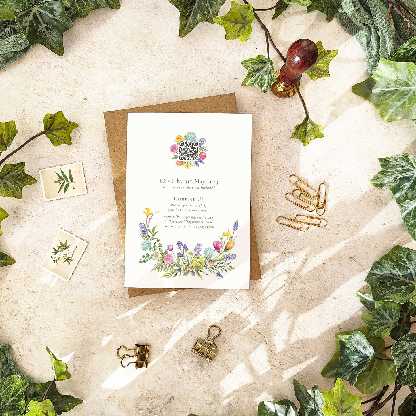 Spring Flowers Folded A6 Invitation