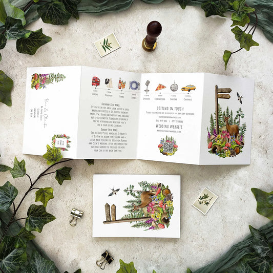 Woodland Animals Landscape Concertina Invitation
