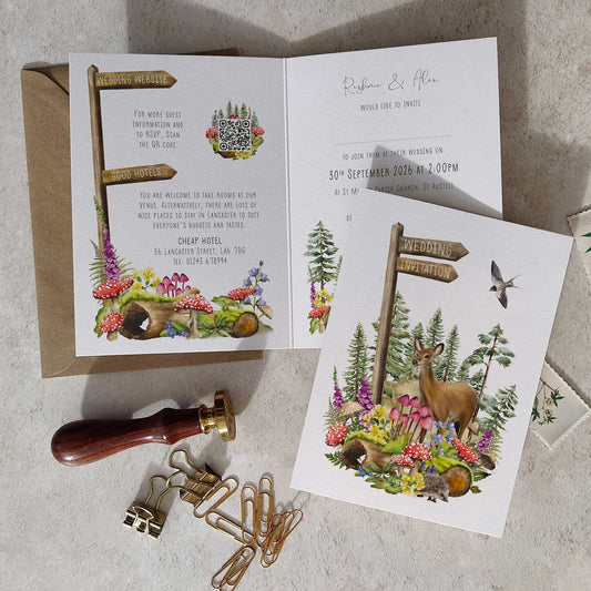 Woodland Animals Concertina Invitation