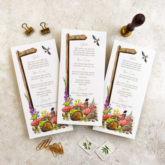 Woodland Animal Menu Cards
