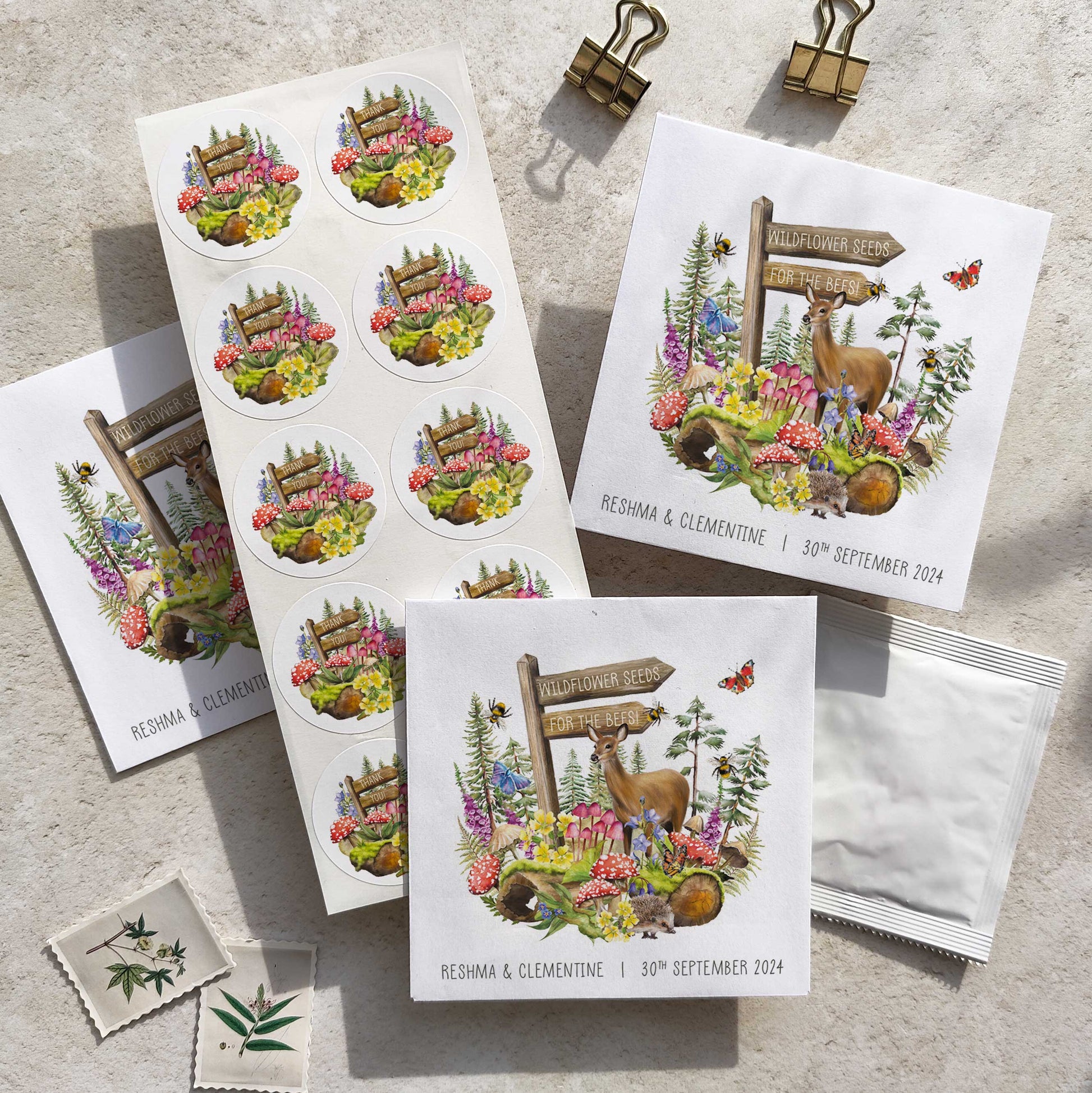 woodland wildflower seeds Woodland Animals Seed Packet Favours (Pack of 10) – Paper Willow