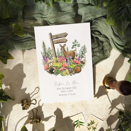 Woodland Animals Save The Date Card
