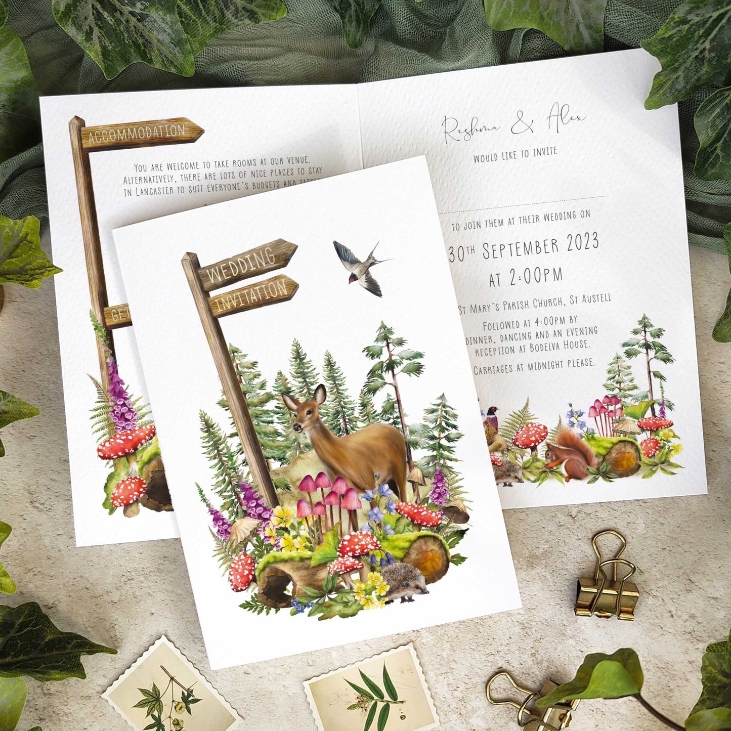 Woodland Animals Folded A6 Invitation