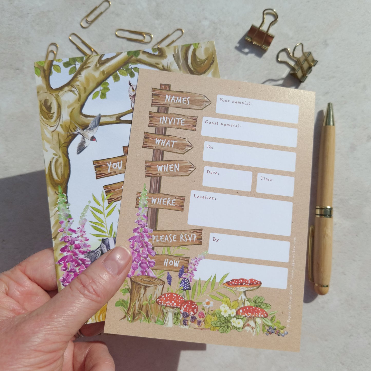 10 x Woodland Animals Ready To Write Invitations