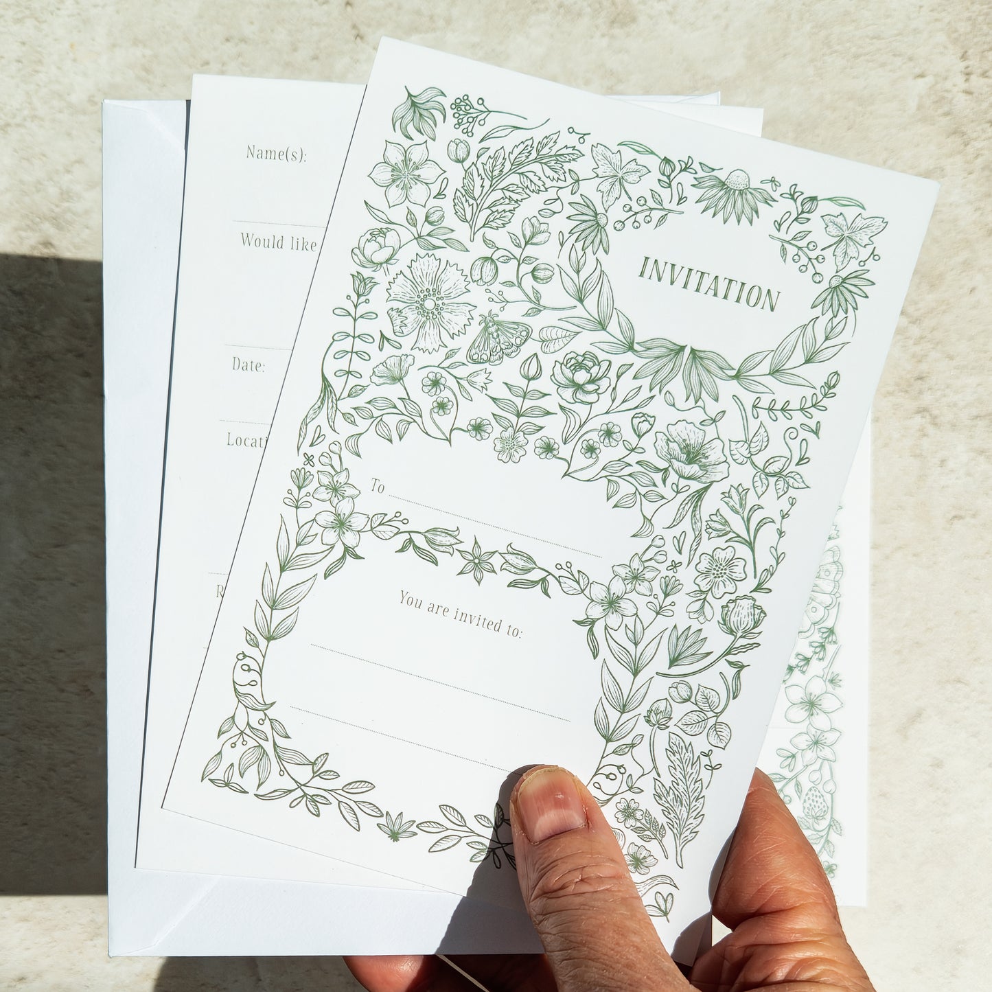 10 x Botanical Florals Ready To Write Invitations