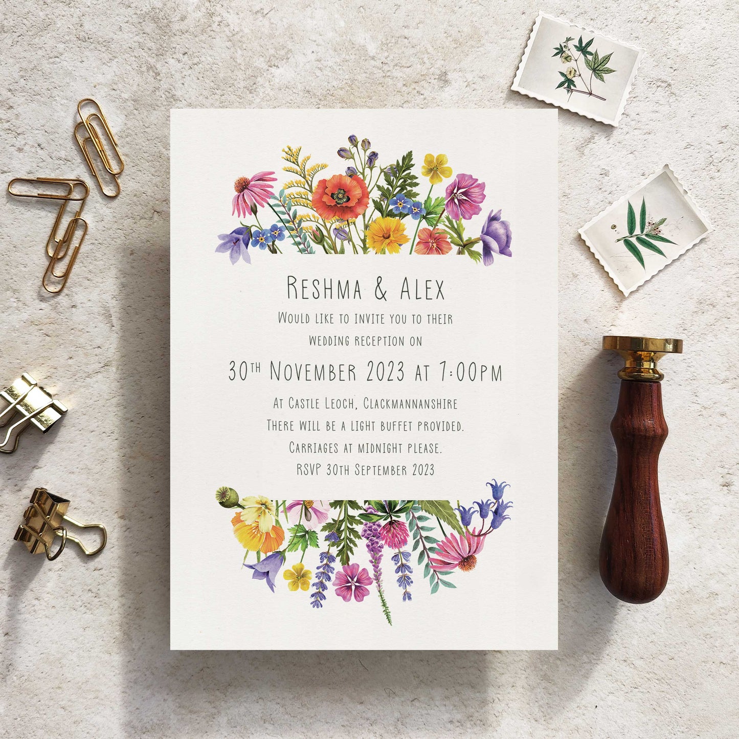 Colourful Flowers Evening Invitation