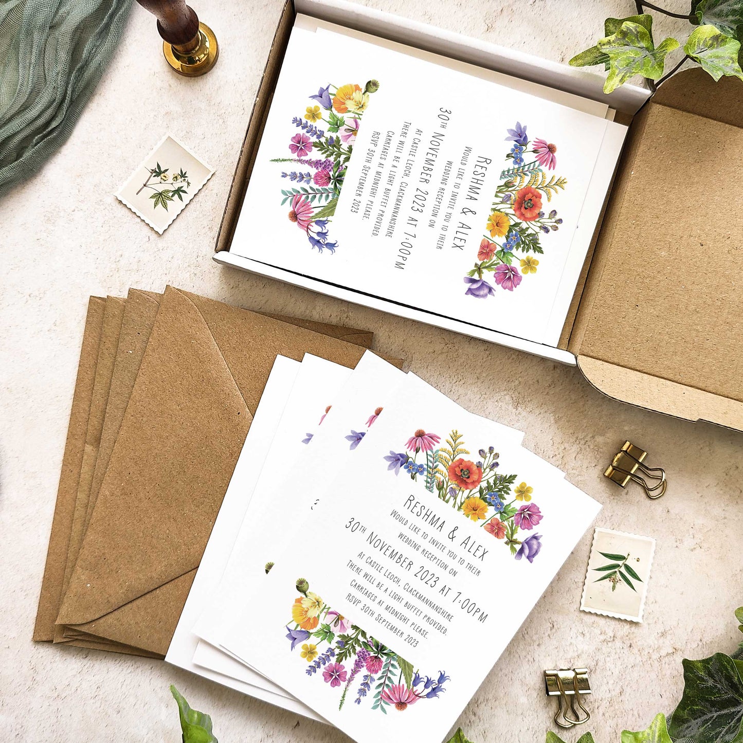 Colourful Flowers Evening Invitation