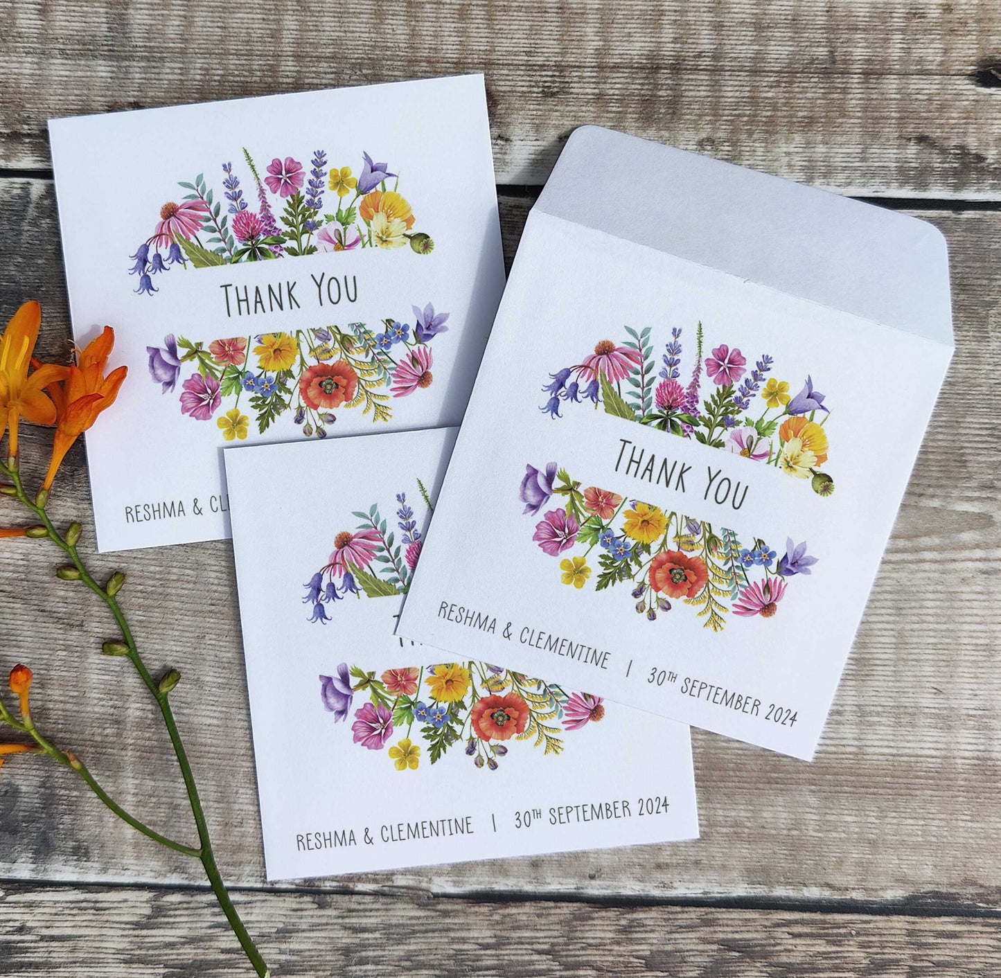 Colourful Flowers Seed Packet Favours (Thank you)(Pack of 10)