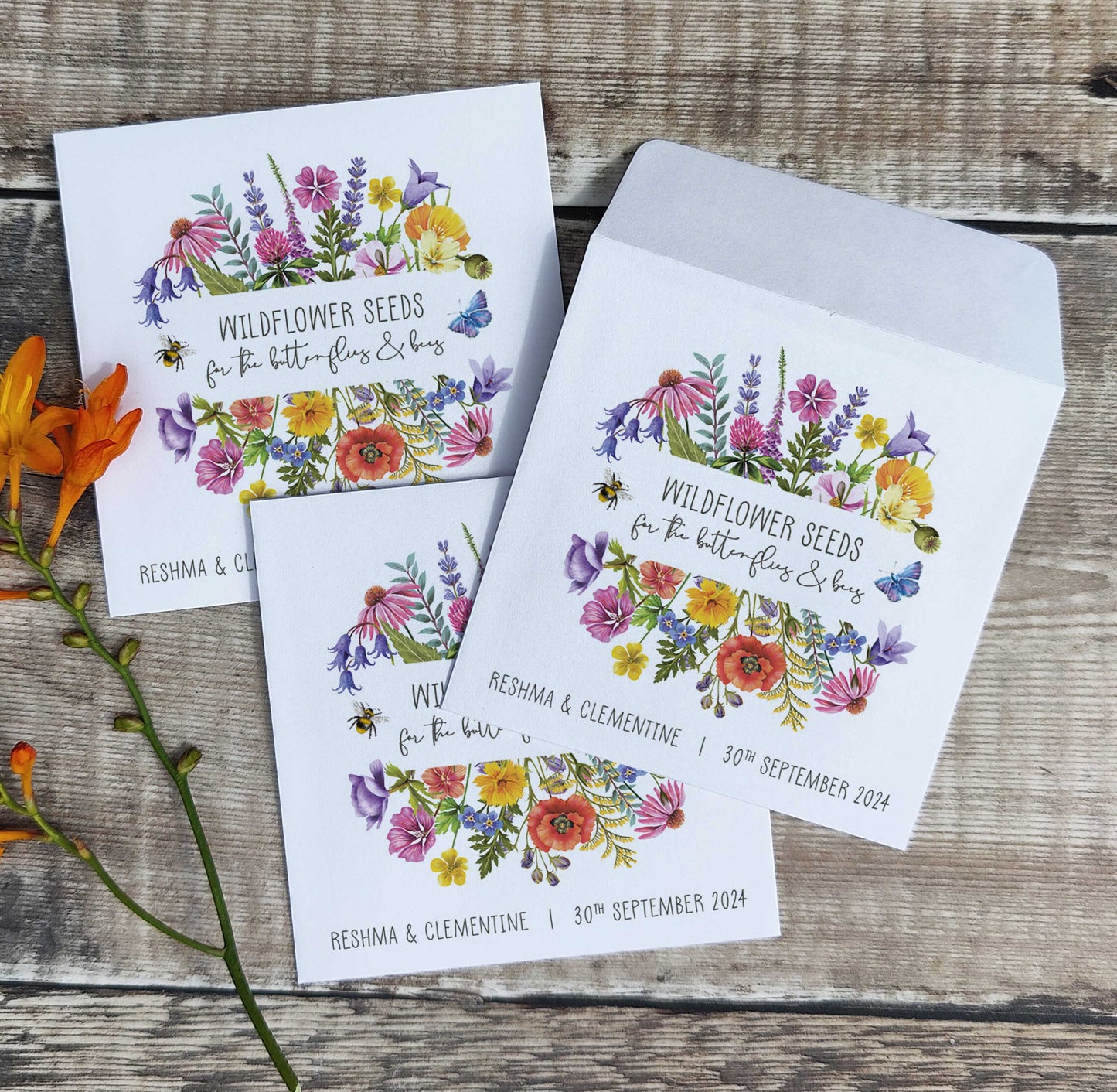Colourful Flowers Seed Packet Favours (For the bees)(Pack of 10)