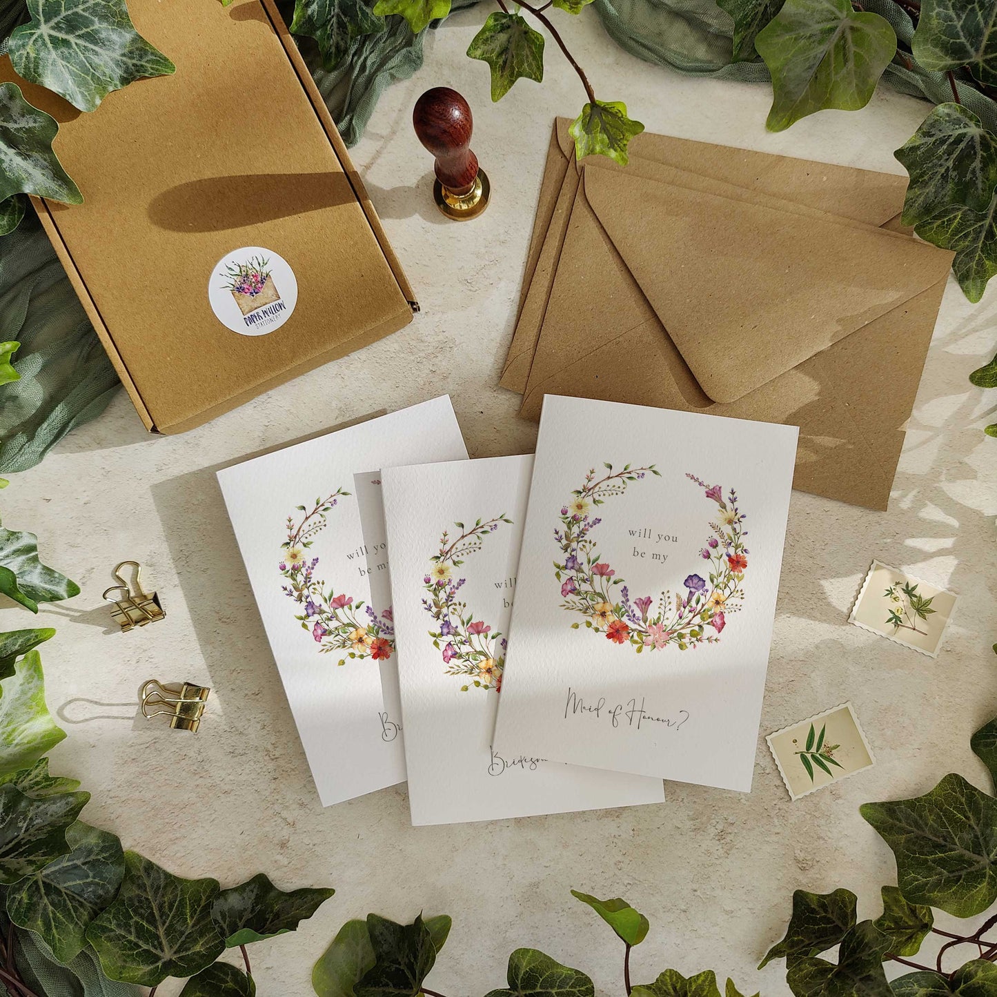 Delicate Wildflowers Bridesmaid Cards