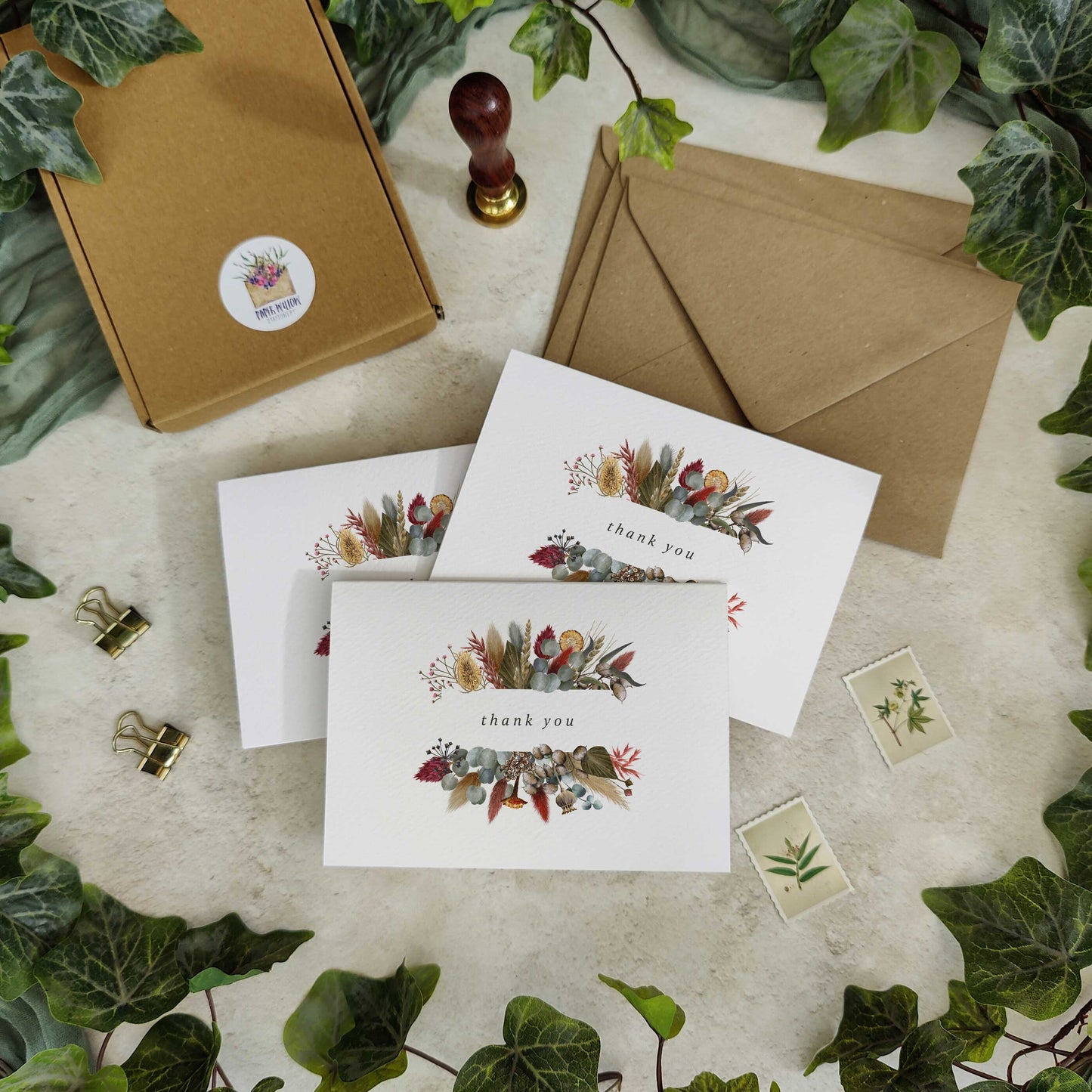 Dried Flowers Thank You Cards