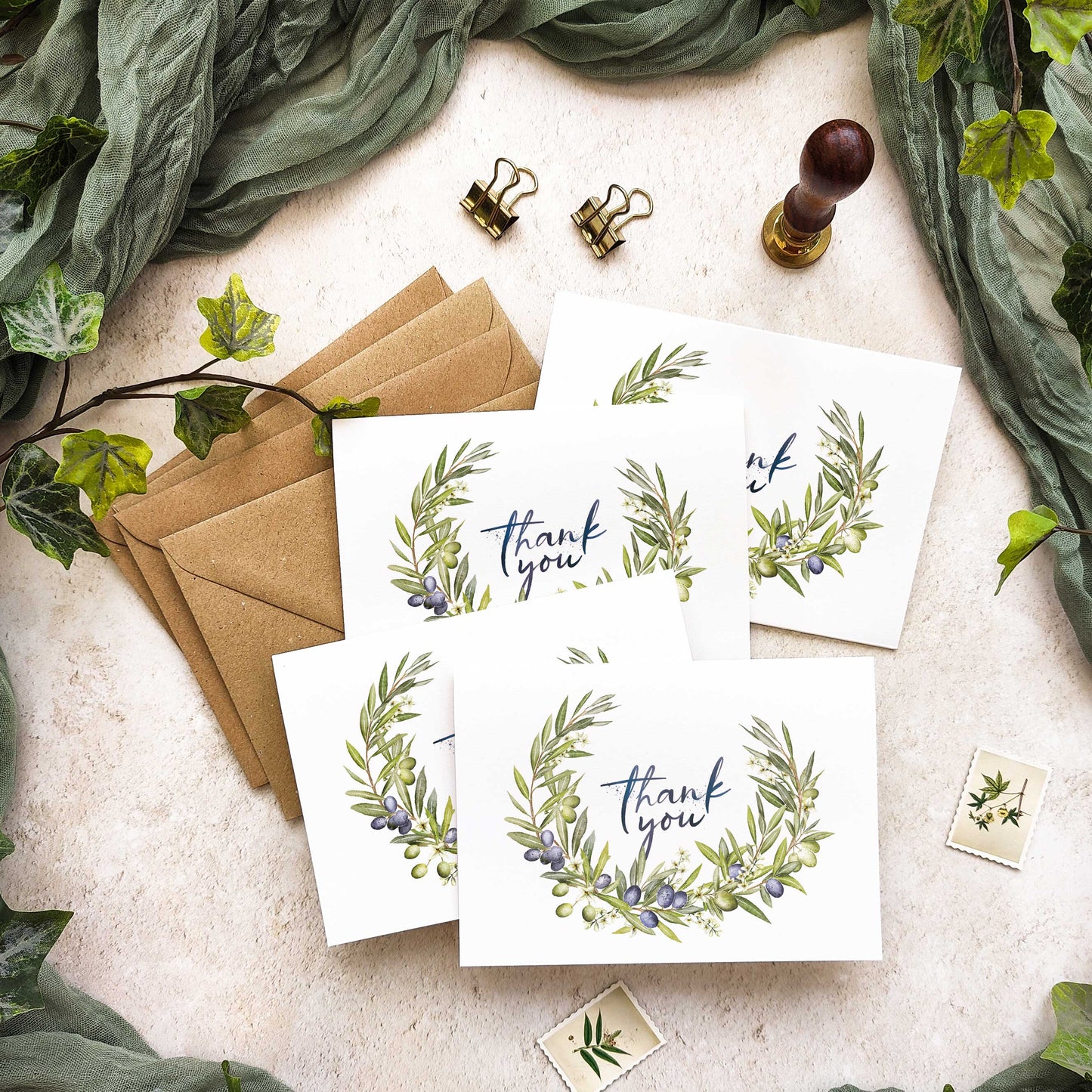 Mediterranean Olives Thank You Cards