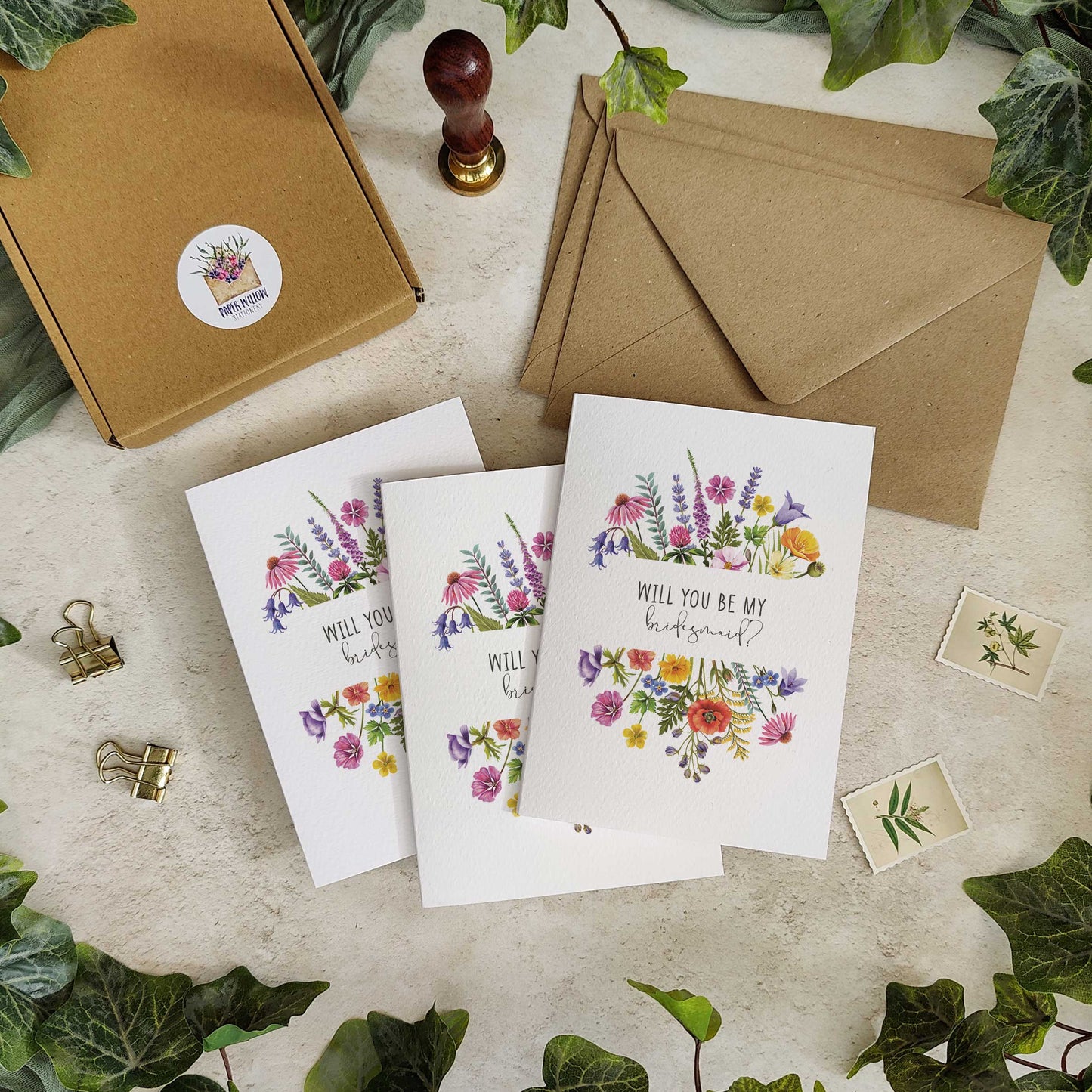 Colourful Flowers Bridesmaid Cards
